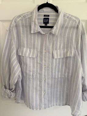 GAP Light lavender & White Striped Button-Up Shirt